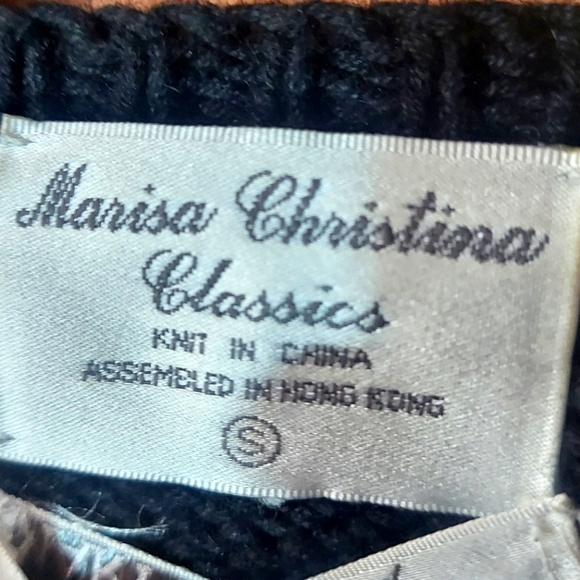 Marisa Christina Classics Vtg Black/Multi Knit Santa Claus & Reindeer Sweater - Picture 4 of 13